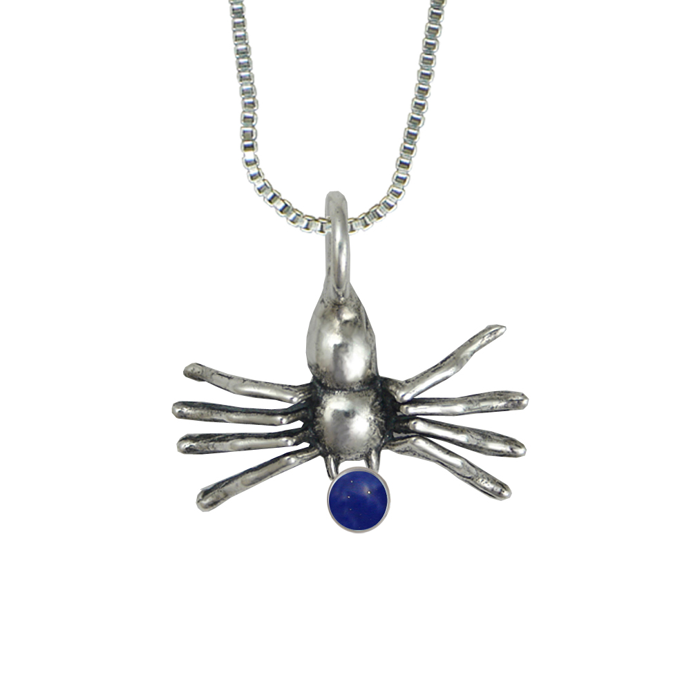 Sterling Silver Sassy Little Spider Pendant With Lapis Lazuli